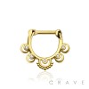 MULTI GEM CZ LOTUS FLOWER PEACKOCK RADIANCE SEPTUM HINGED CLICKER
